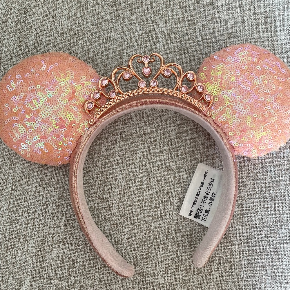 Disney Princess Crown Mickey Ears Pink Sequin Sparkling Mouse 50th anniversary